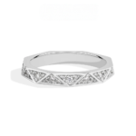 Silver Band Eternity Moissanite Ring Geometric Angular