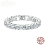 ⁦Moissanite Full Eternity Band Ring for Women 925 Sterling Silver Classic round Cut Wedding Band Moissanite Stones⁩ - الصورة ⁦14⁩