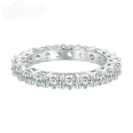 Moissanite Full Eternity Band Ring for Women 925 Sterling Silver Classic round Cut Wedding Band Moissanite Stones