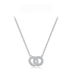 Silver Sparkling Circle Lock Fashion Pendant Necklaces Basic Daily Trendy Jewelry