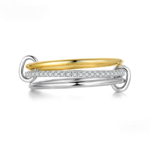 Two-tones Moissanite Ring Three-layer Interlocked Ring 925 Sterling Silver