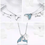 925 Sterling Silver Blue Mermaid Tail Pendant Necklace Quality Shell Pearl Bead - Image 6