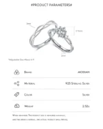 ⁦Real 925 Sterling Silver Simple Line Wedding Couple Ring Adjustable Size 6-9 Statement Jewelry⁩ - الصورة ⁦8⁩