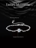 ⁦Moissanite Bracelet Setting Adjustable Link Wrist Chain 925 Sterling Silver⁩ - الصورة ⁦7⁩