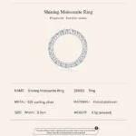 ⁦Moissanite Full Eternity Band Ring for Women 925 Sterling Silver Classic round Cut Wedding Band Moissanite Stones⁩ - الصورة ⁦4⁩