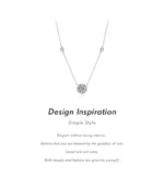 ⁦Silver Luxury Round Clear Zircon Pendant Necklace⁩ - الصورة ⁦3⁩
