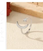 ⁦925 Sterling Silver Trendy Adjustable Rings Delicate Moon Stars CZ Finger Rings⁩ - الصورة ⁦8⁩