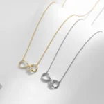 Silver Infinite Love Necklace Romantic Embrace Heart Pendant Link Chain