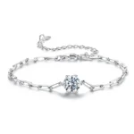 Moissanite Bracelet Setting Adjustable Link Wrist Chain 925 Sterling Silver