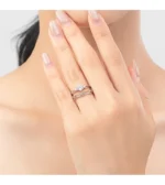 ⁦Real 925 Sterling Silver Simple Line Wedding Couple Ring Adjustable Size 6-9 Statement Jewelry⁩ - الصورة ⁦7⁩