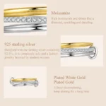 ⁦Two-tones Moissanite Ring Three-layer Interlocked Ring 925 Sterling Silver⁩ - الصورة ⁦6⁩