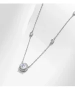 Silver Luxury Round Clear Zircon Pendant Necklace