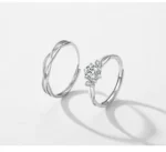 ⁦Real 925 Sterling Silver Simple Line Wedding Couple Ring Adjustable Size 6-9 Statement Jewelry⁩ - الصورة ⁦10⁩