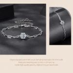⁦Moissanite Bracelet Setting Adjustable Link Wrist Chain 925 Sterling Silver⁩ - الصورة ⁦6⁩
