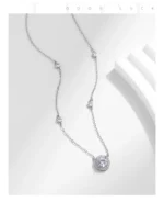 ⁦Silver Luxury Round Clear Zircon Pendant Necklace⁩ - الصورة ⁦2⁩