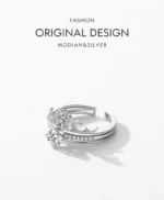 ⁦Silver Simple Line Wedding Couple Ring  Statement Jewelry⁩ - الصورة ⁦4⁩