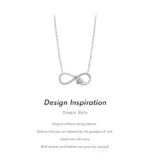 ⁦Silver Infinite Love Necklace Romantic Embrace Heart Pendant Link Chain⁩ - الصورة ⁦5⁩