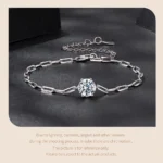 ⁦Moissanite Bracelet Setting Adjustable Link Wrist Chain 925 Sterling Silver⁩ - الصورة ⁦5⁩