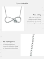⁦Silver Infinite Love Necklace Romantic Embrace Heart Pendant Link Chain⁩ - الصورة ⁦6⁩