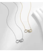 ⁦Silver Infinite Love Necklace Romantic Embrace Heart Pendant Link Chain⁩ - الصورة ⁦8⁩