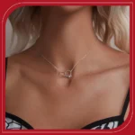 925 Sterling Silver Interlocking Ring Necklace, Dainty Gold Plated Pendant Necklace - Image 3