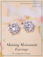 ⁦Moissanite Pendant Necklace and Earrings Jewelry Set⁩ - الصورة ⁦2⁩
