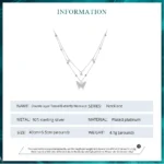 ⁦925 Sterling Silver Double-layer Tassel Butterfly Pendant Necklace⁩ - الصورة ⁦5⁩