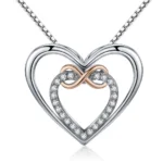 925 Sterling Silver Elegant Double Heart Infinity Love Pendant Necklace