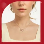 925 Sterling Silver Interlocking Ring Necklace, Dainty Gold Plated Pendant Necklace - Image 6