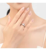 ⁦Silver Simple Line Wedding Couple Ring  Statement Jewelry⁩ - الصورة ⁦6⁩