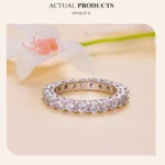⁦Moissanite Full Eternity Band Ring for Women 925 Sterling Silver Classic round Cut Wedding Band Moissanite Stones⁩ - الصورة ⁦8⁩