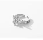 ⁦Silver Simple Line Wedding Couple Ring  Statement Jewelry⁩ - الصورة ⁦8⁩