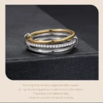 ⁦Two-tones Moissanite Ring Three-layer Interlocked Ring 925 Sterling Silver⁩ - الصورة ⁦3⁩