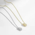 Silver Sparkling Circle Lock Fashion Pendant Necklaces Basic Daily Trendy Jewelry - Image 3