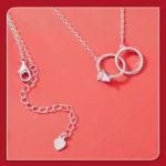 925 Sterling Silver Interlocking Ring Necklace, Dainty Gold Plated Pendant Necklace - Image 8