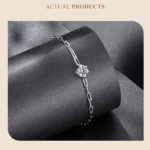 ⁦Moissanite Bracelet Setting Adjustable Link Wrist Chain 925 Sterling Silver⁩ - الصورة ⁦4⁩