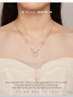 ⁦925 Sterling Silver Double-layer Tassel Butterfly Pendant Necklace⁩ - الصورة ⁦2⁩