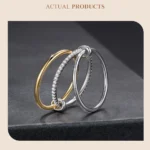 ⁦Two-tones Moissanite Ring Three-layer Interlocked Ring 925 Sterling Silver⁩ - الصورة ⁦4⁩
