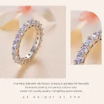 ⁦Moissanite Full Eternity Band Ring for Women 925 Sterling Silver Classic round Cut Wedding Band Moissanite Stones⁩ - الصورة ⁦10⁩