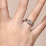 ⁦Moissanite Ring  Diamond Silver 3 Ring Connect⁩ - الصورة ⁦3⁩