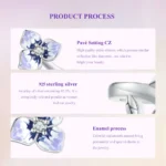 ⁦Silver  Pueple Flower Opening Ring Pansy and Butterfly  Ring⁩ - الصورة ⁦4⁩