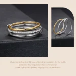 ⁦Two-tones Moissanite Ring Three-layer Interlocked Ring 925 Sterling Silver⁩ - الصورة ⁦5⁩