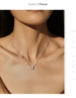 ⁦Silver Luxury Round Clear Zircon Pendant Necklace⁩ - الصورة ⁦5⁩