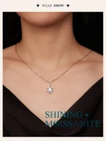⁦Moissanite Pendant Necklace and Earrings Jewelry Set⁩ - الصورة ⁦13⁩