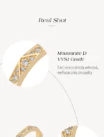 ⁦Silver Band Eternity Moissanite Ring Geometric Angular⁩ - الصورة ⁦7⁩