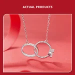 925 Sterling Silver Interlocking Ring Necklace, Dainty Gold Plated Pendant Necklace - Image 7