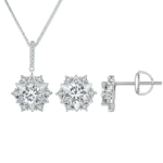 Moissanite Pendant Necklace and Earrings Jewelry Set