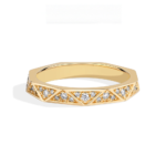 ⁦Silver Band Eternity Moissanite Ring Geometric Angular⁩ - الصورة ⁦10⁩