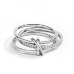 Moissanite Ring  Diamond Silver 3 Ring Connect