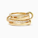 ⁦Fashion S925 Sterling Silver Four-ring Buckle Row Diamond Ring⁩ - الصورة ⁦5⁩